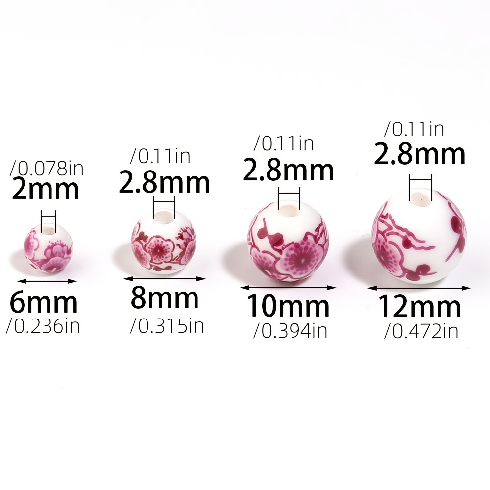 30pcs Chinese Style Printed Ceramic Round Beads for Jewelry